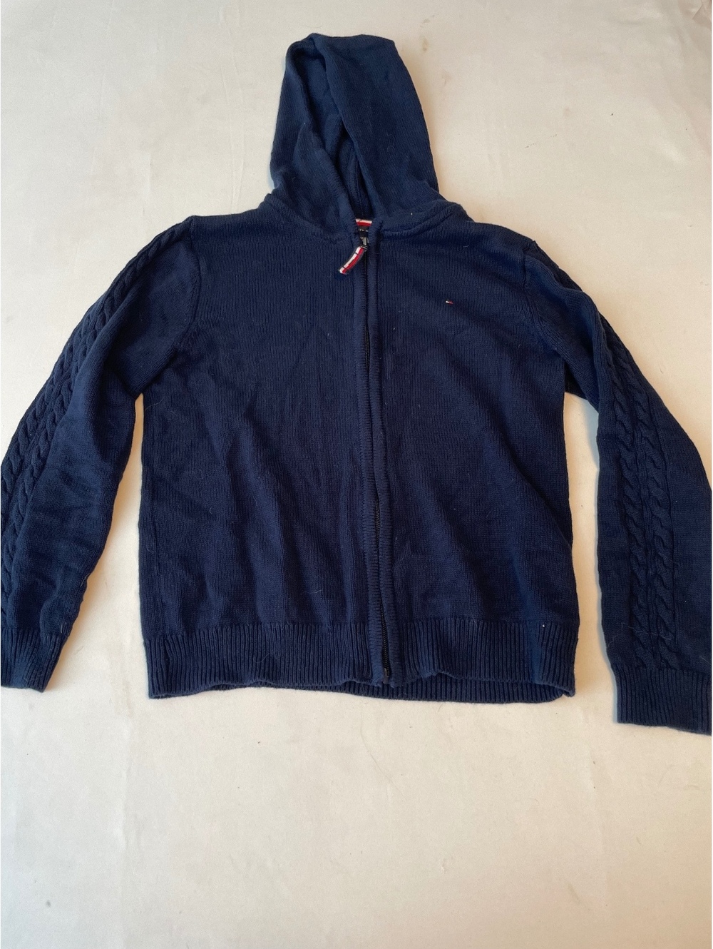 Tommy Hilfiger Navy Blue Full Zip Hoodie Sweater, Size L (12/14)